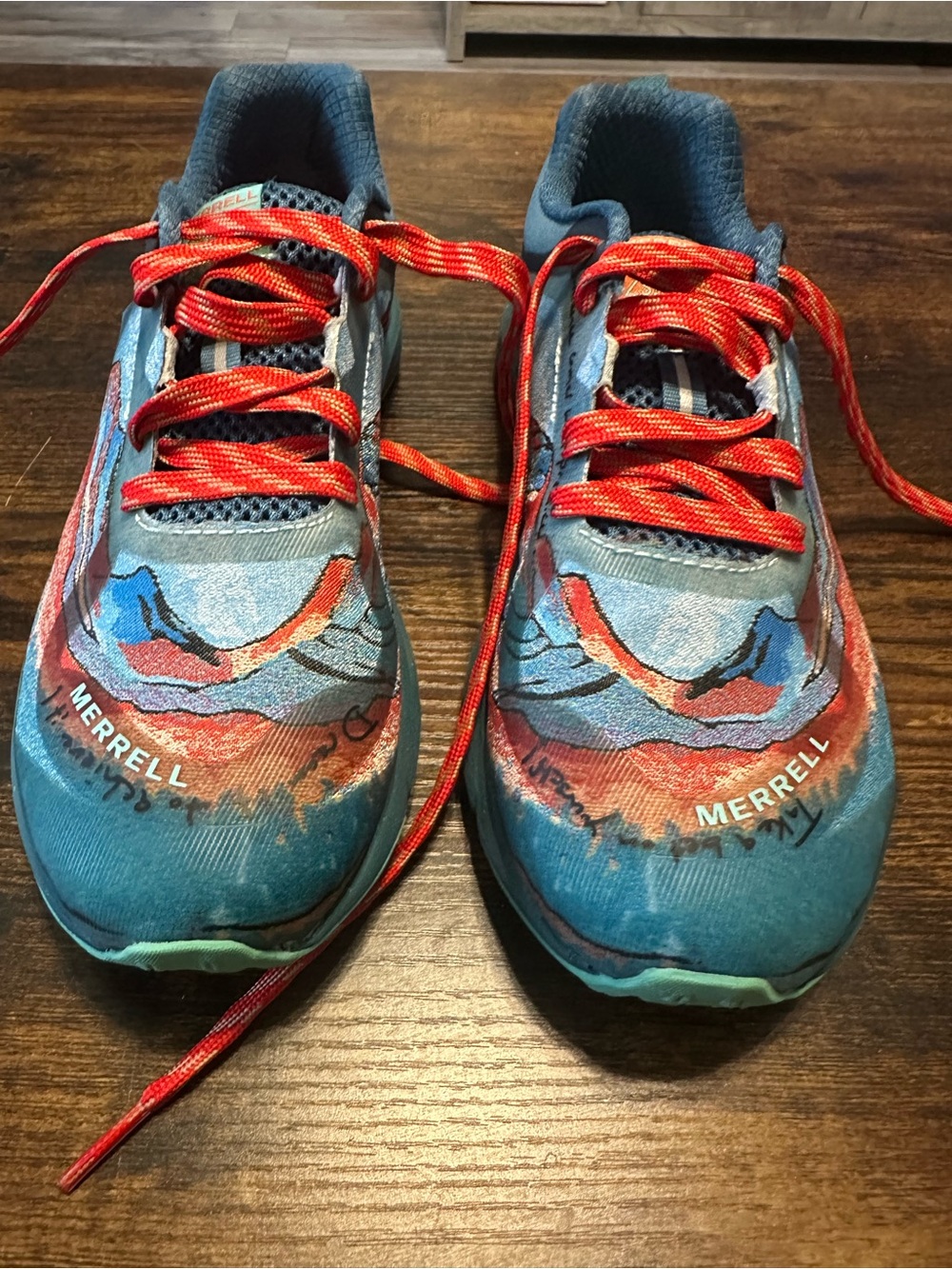 Merrell unisex’s Teal Multi Trail Sneakers with Red Laces